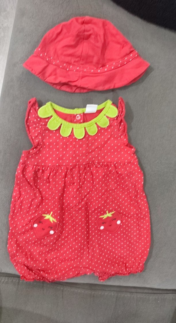 Nakışlı Fırfırlı Kız Bebek Tulum ve Şapka - Görsel 3