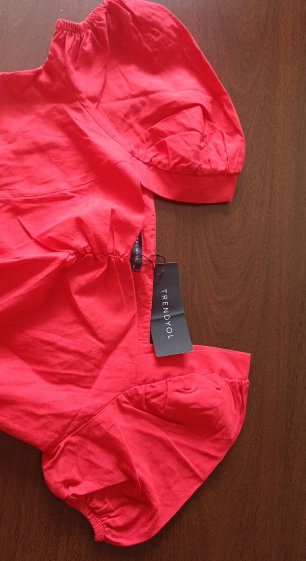 Kısa Kollu Kırmızı genç kız bluz - Görsel 4