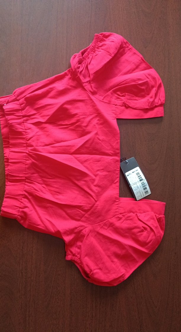 Kısa Kollu Kırmızı genç kız bluz - Görsel 3