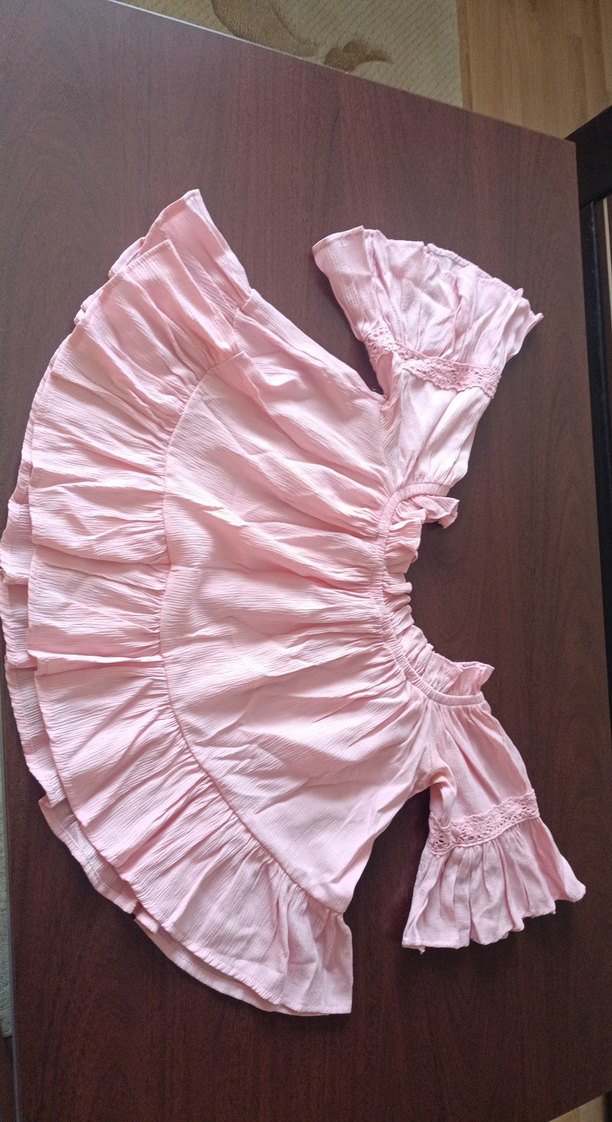 Pembe Fırfırlı Straplez Bohem Kız Bluzu - Görsel 4