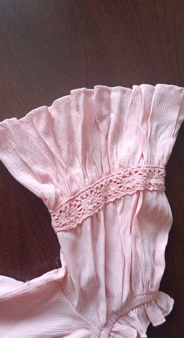 Pembe Fırfırlı Straplez Bohem Kız Bluzu - Görsel 2