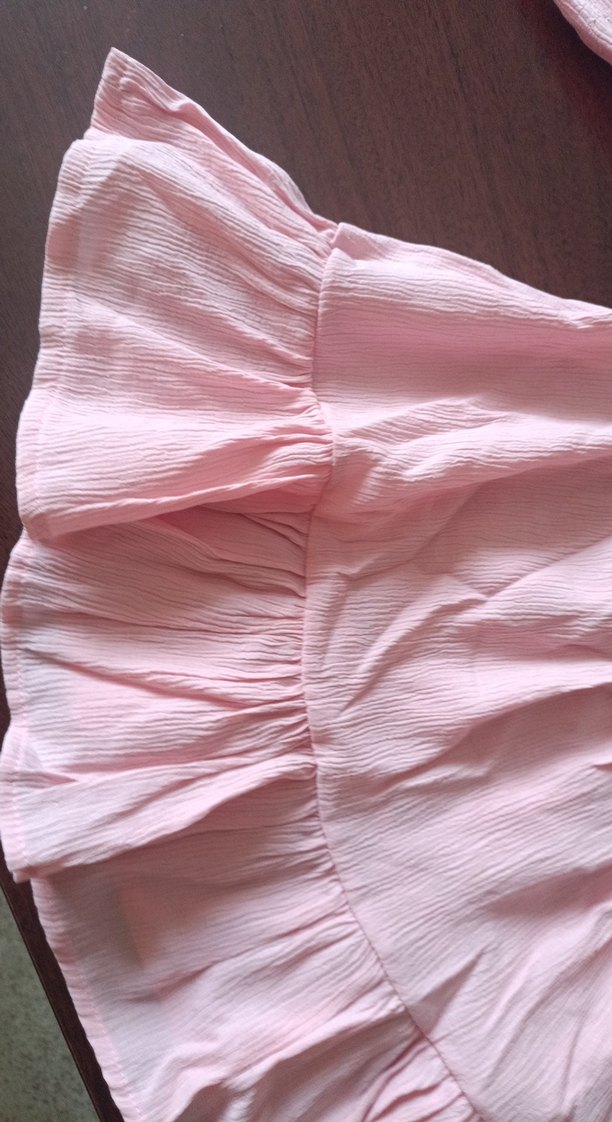 Pembe Fırfırlı Straplez Bohem Kız Bluzu - Görsel 3