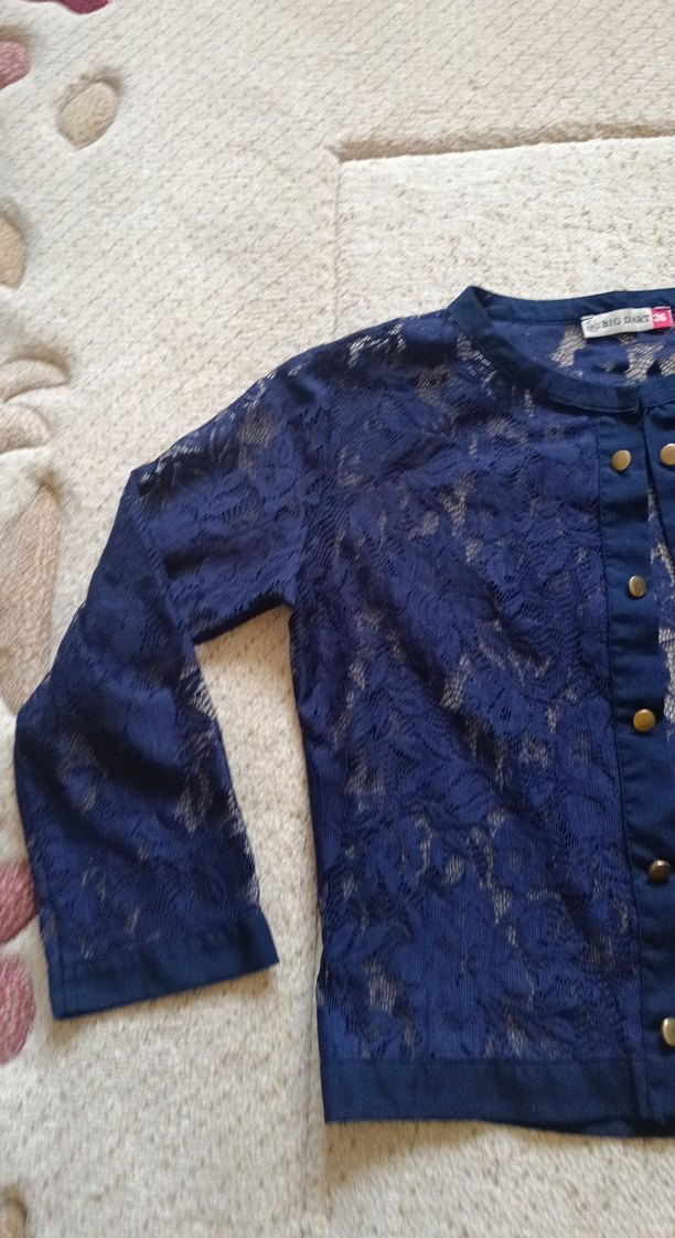 Kız Çocuk Lacivert Düğmeli Bolero - Görsel 4