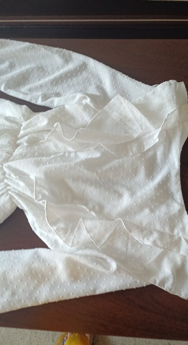 Beyaz Fırfırlı Midi Keten Elbise - Görsel 5