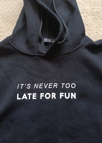 Diğer Siyah Kapüşonlu Uzun Kollu Sweatshirt
