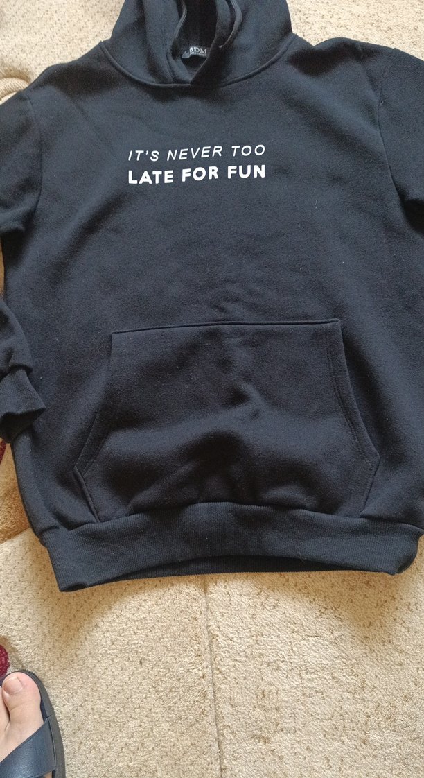 Siyah Kapüşonlu Uzun Kollu Sweatshirt - Görsel 5