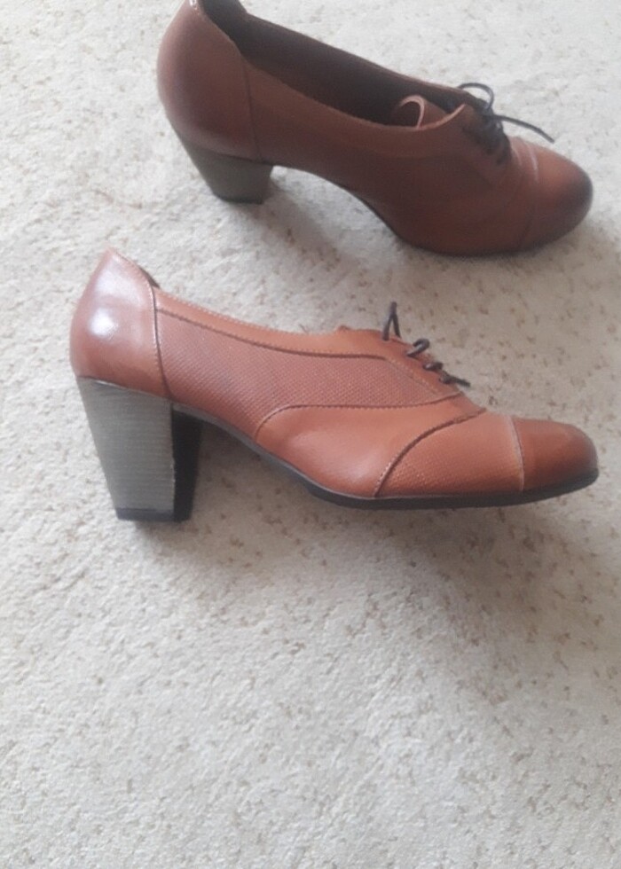Bayan hakiki deri kahverengi ayakkabı - Görsel 2