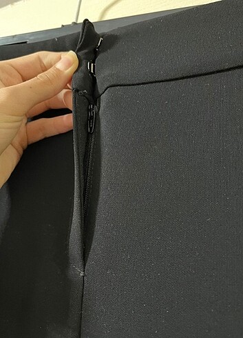 Siyah renk dökümlü kumaş bayan pantolon - Görsel 15