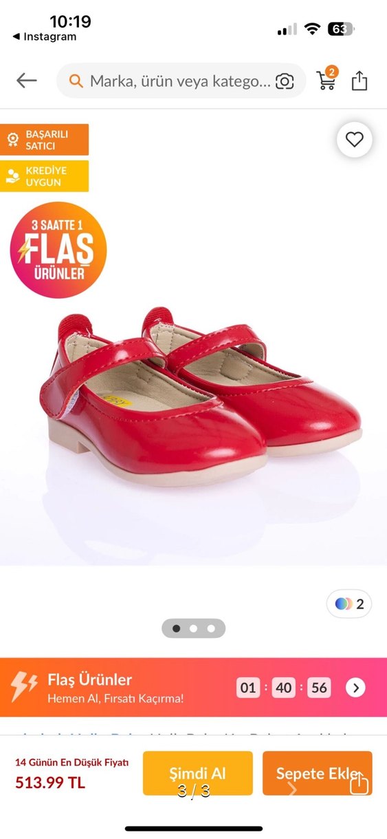 Kız Çocuk Kırmızı Rugan Babet - Görsel 3