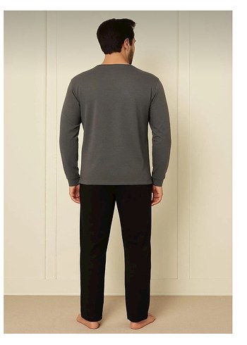 Gri Erkek Uzun Kollu Pijama Takımı - Görsel 2