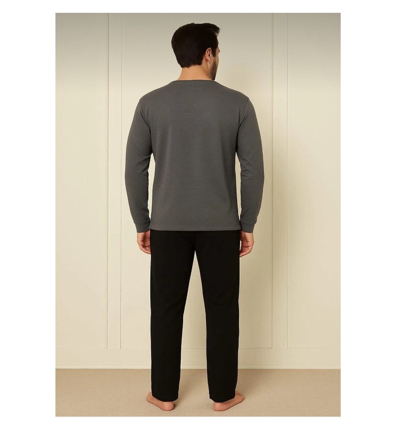 Erkek Gri Uzun Kollu Pijama Takımı - Görsel 2