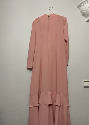 Balık model somon renk kendinden kolyeli elbise - Görsel 4