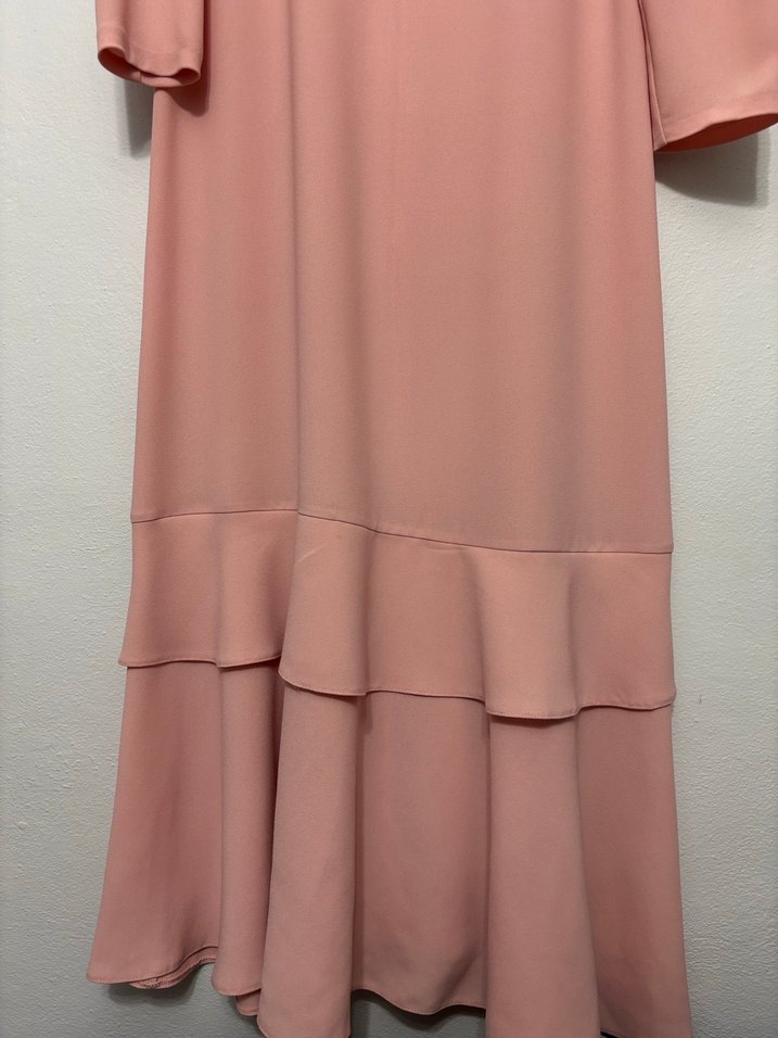 Balık model somon renk kendinden kolyeli elbise - Görsel 3