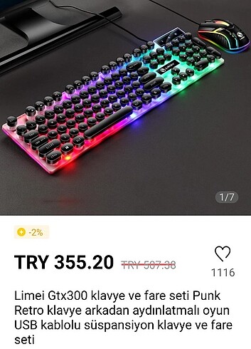 Usbli Klavye ve Fare Seti