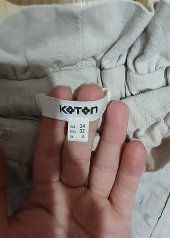 34 Beden ten rengi Renk Kemerli Bej Keten Mini şort