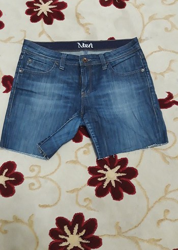 Kadın Mavi Batik Desenli Mini Denim Şort - Görsel 4