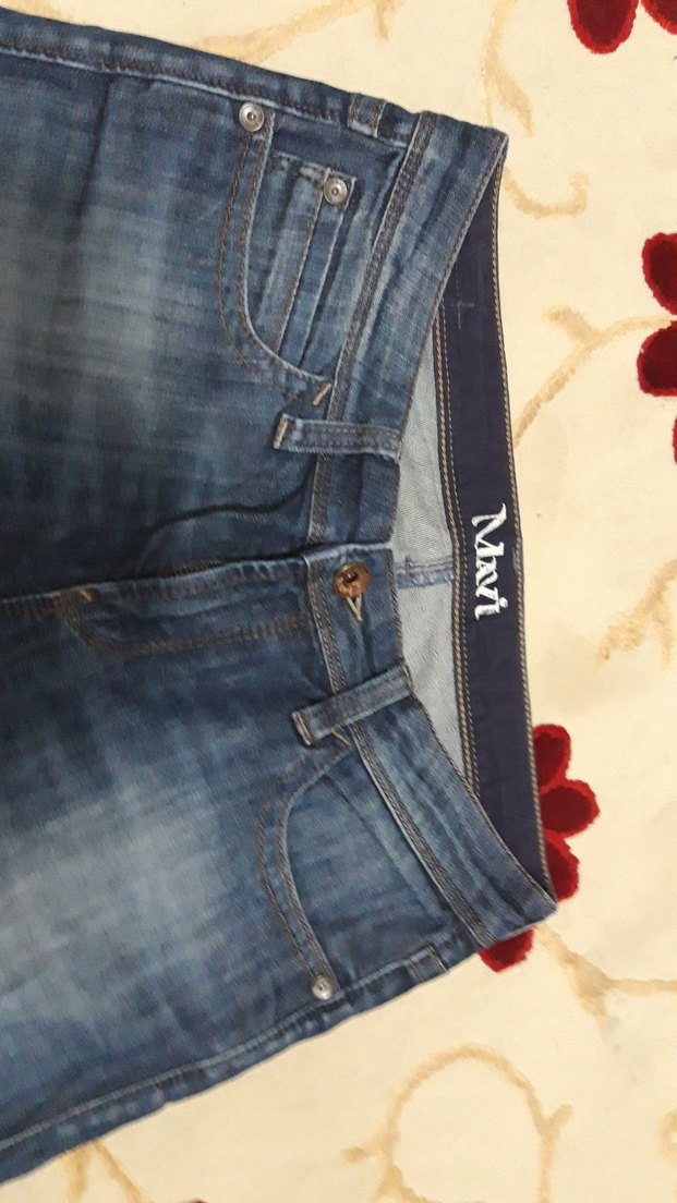 Kadın Mavi Batik Desenli Mini Denim Şort - Görsel 3