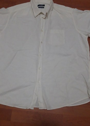 Erkek Keten Kısa Kollu Beyaz Gömlek - Görsel 4