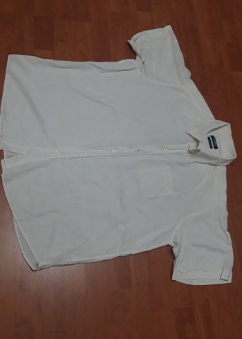 Erkek Keten Kısa Kollu Beyaz Gömlek - Görsel 3