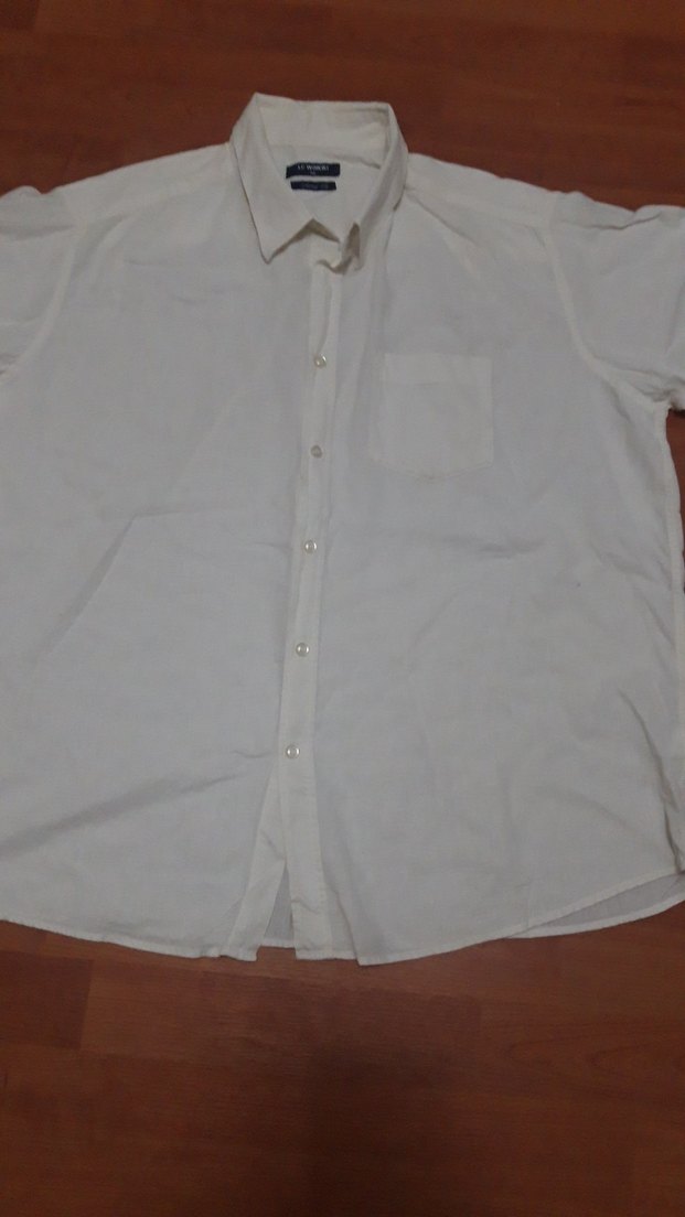 Erkek Keten Kısa Kollu Beyaz Gömlek - Görsel 4