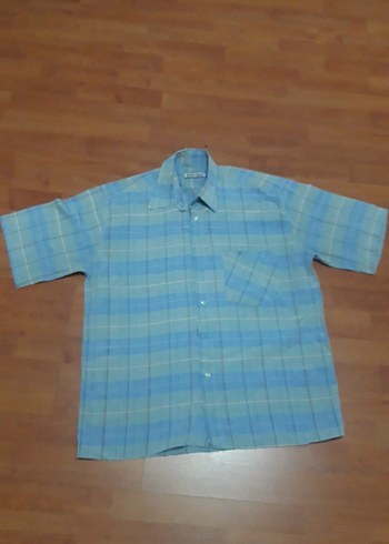 Erkek Mavi Kısa Kollu Pamuklu Gömlek - Görsel 4