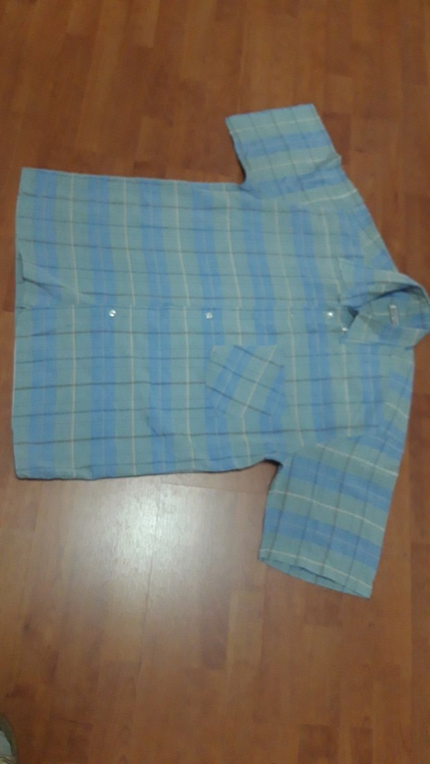 Erkek Mavi Kısa Kollu Pamuklu Gömlek - Görsel 3