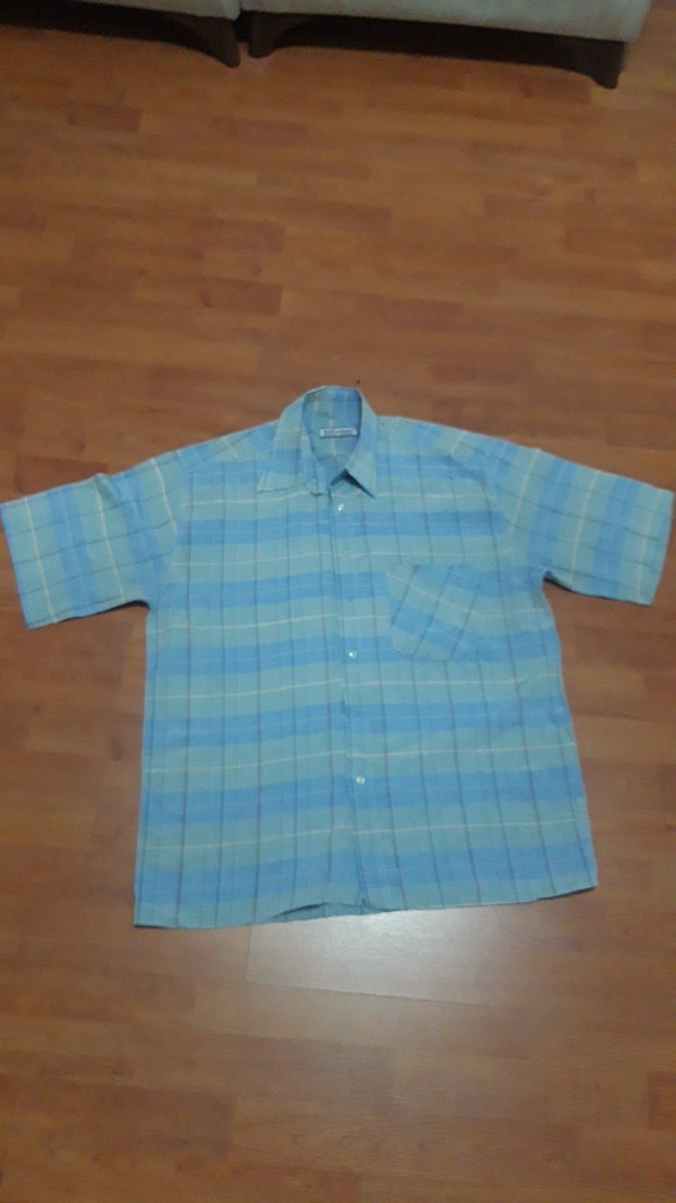 Erkek Mavi Kısa Kollu Pamuklu Gömlek - Görsel 4