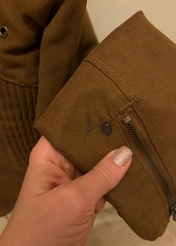 ZARA Kadın SMALL Kahverengi Süet Biker Ceket - Görsel 4