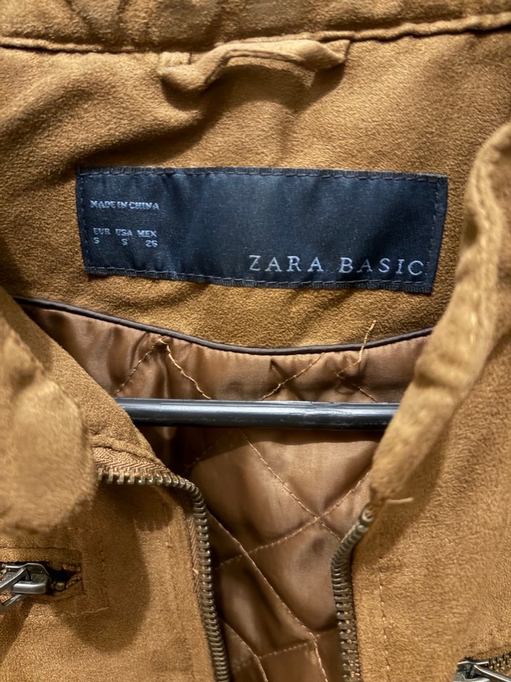 ZARA Kadın SMALL Kahverengi Süet Biker Ceket - Görsel 2