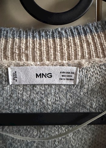 MANGO Bej Mavi Baklava Desenli V Yaka Triko Hırka - Görsel 3