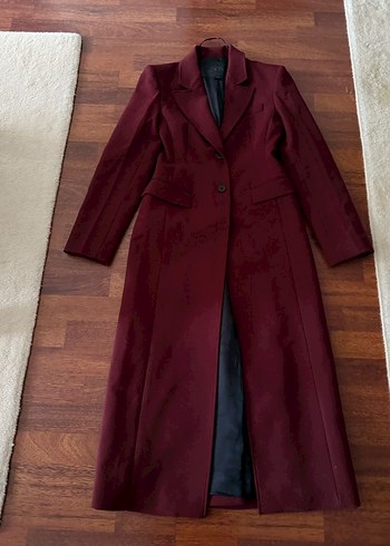 Zara Bordo Slim Fit Uzun Kaban - Görsel 5