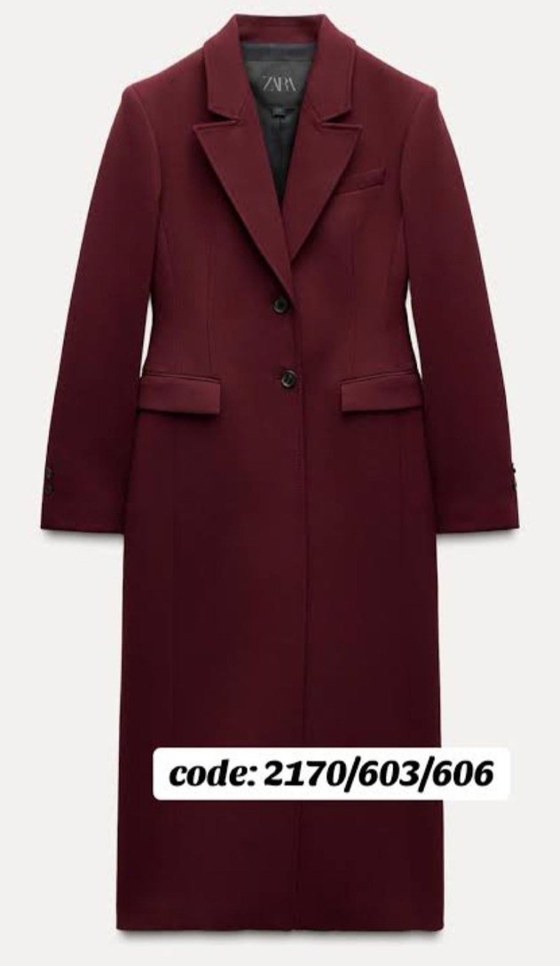 Zara Bordo Slim Fit Uzun Kaban - Görsel 2