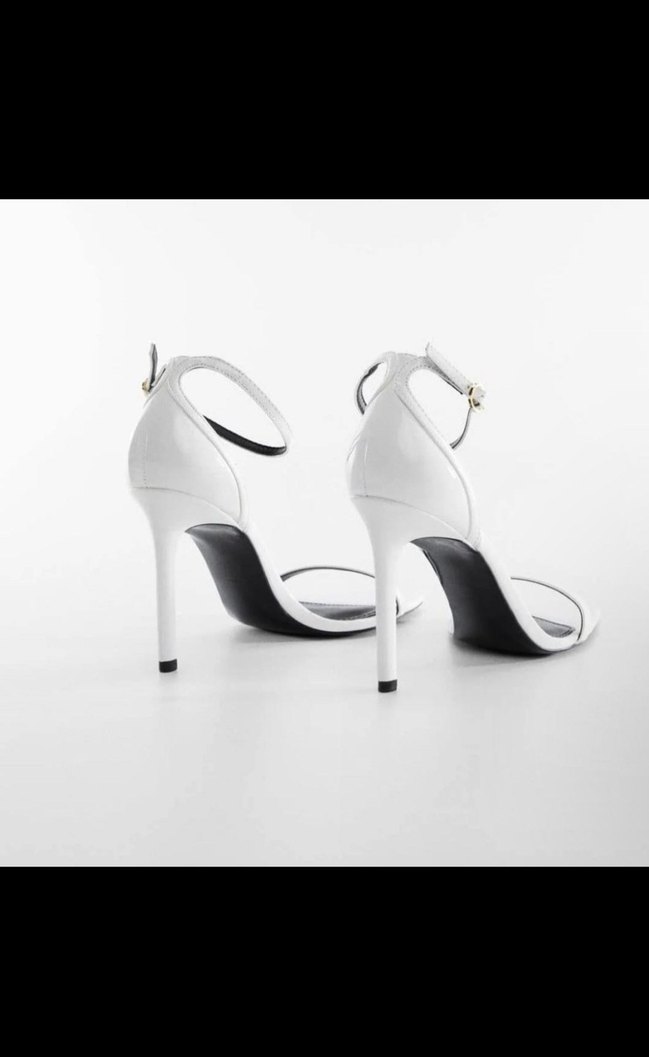 Beyaz Klasik İnce Topuklu Kadın Sandalet - Görsel 3