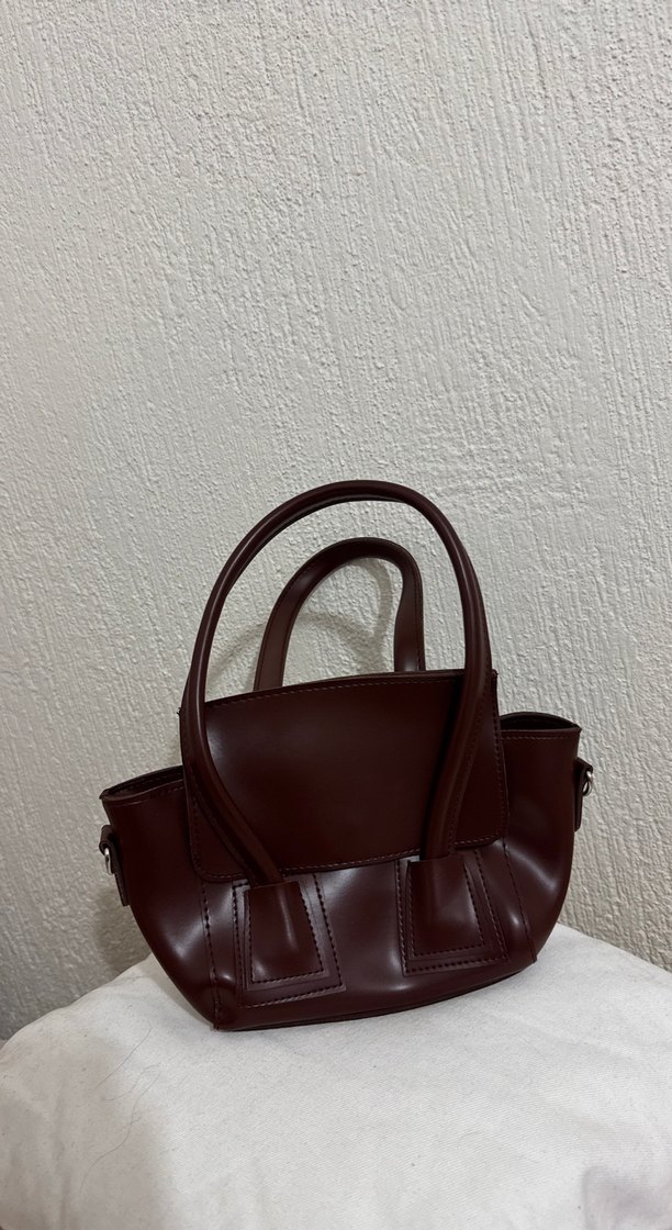 Bordo Deri Minimalist Kadın Çanta - Görsel 3