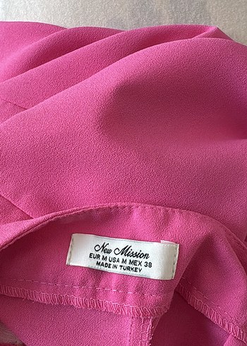 Pembe Yüksek Bel Pileli Palazzo Pantolon - Görsel 3