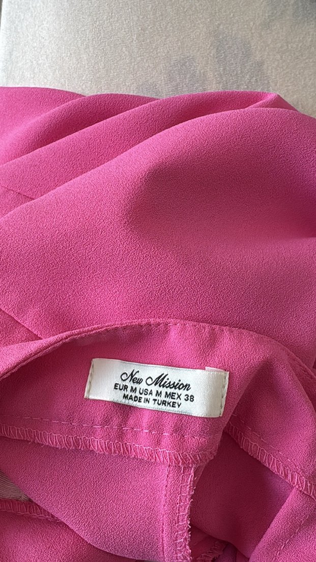 Pembe Yüksek Bel Pileli Palazzo Pantolon - Görsel 3