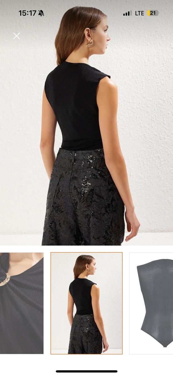 Çıtçıtlı Simli Örme Body - Görsel 3