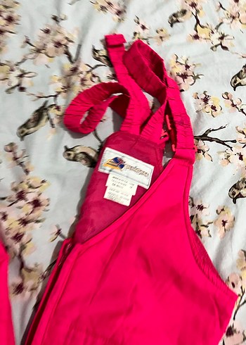 Kızlar için Fermuarlı Pembe Askılı kayak tulumu - Görsel 5