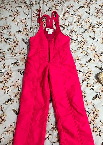 Kızlar için Fermuarlı Pembe Askılı kayak tulumu - Görsel 2