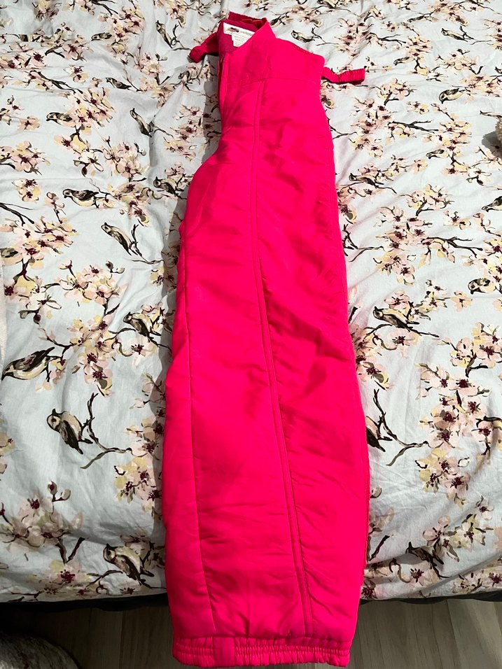 Kızlar için Fermuarlı Pembe Askılı kayak tulumu - Görsel 4