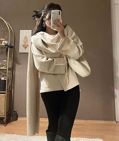 Zara model atkılı kaşe yün kaban ceket