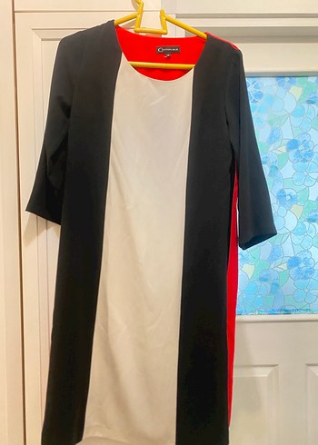 Kadın Midi Siyah-Beyaz Casual Elbise - Görsel 2