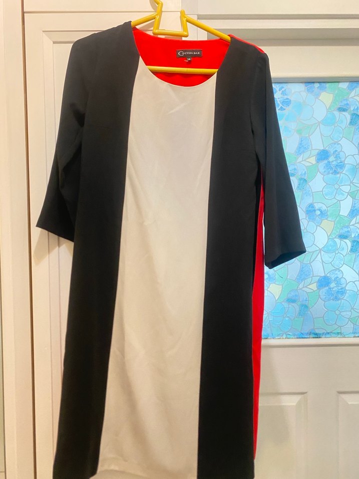 Kadın Midi Siyah-Beyaz Casual Elbise - Görsel 2