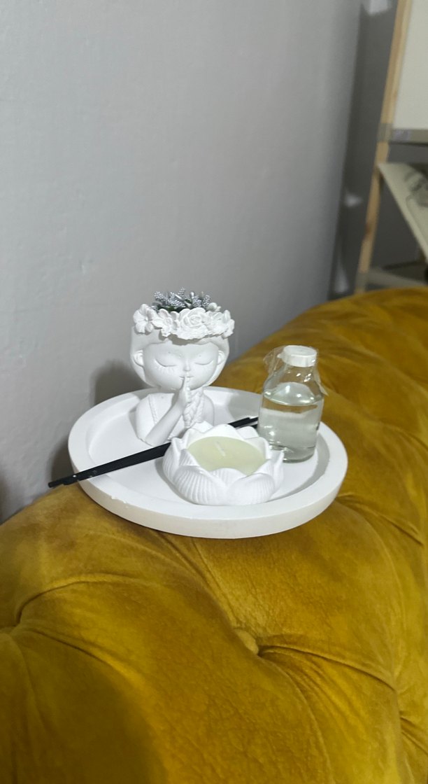 Beyaz Dekoratif Mum ve Tütsülük Seti - Görsel 3