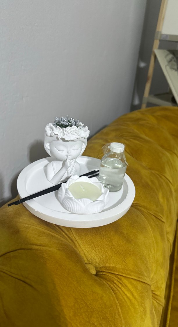 Beyaz Dekoratif Mum ve Tütsülük Seti - Görsel 2