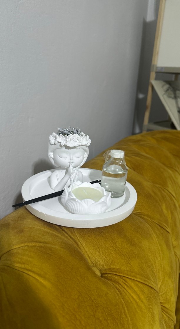 Beyaz Dekoratif Mum ve Tütsülük Seti - Görsel 4