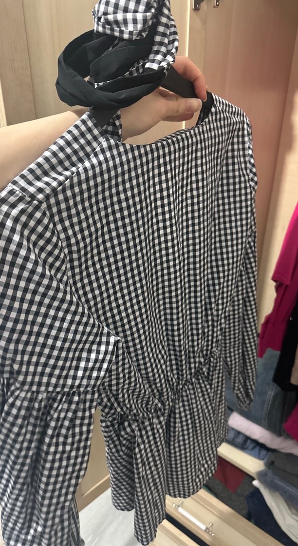 Gri Ekose Desenli Hamile Bluzu - Görsel 2