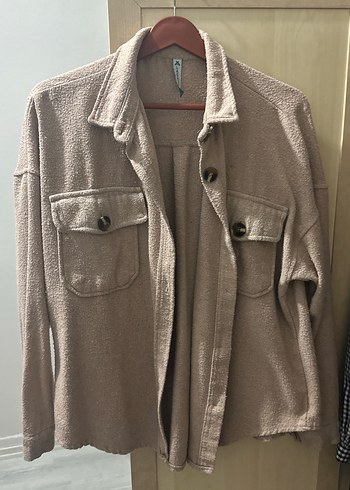 Düğmeli Bej Kadın Keten Ceket - Görsel 3