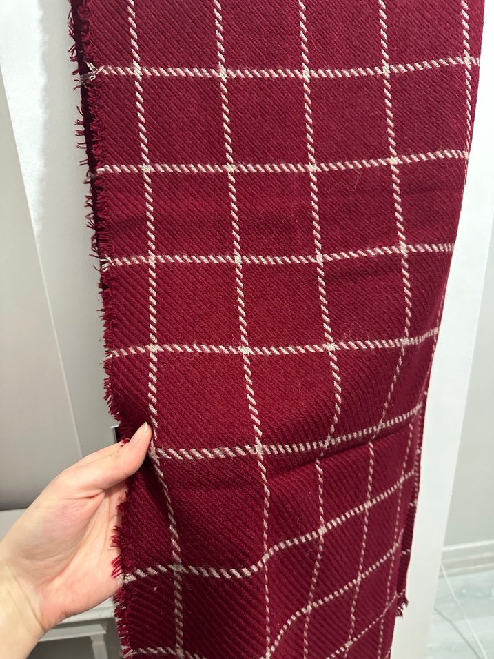 Bordo Örgü Kadın Şal - Görsel 3