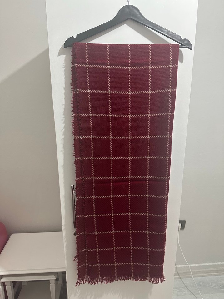 Bordo Örgü Kadın Şal - Görsel 2